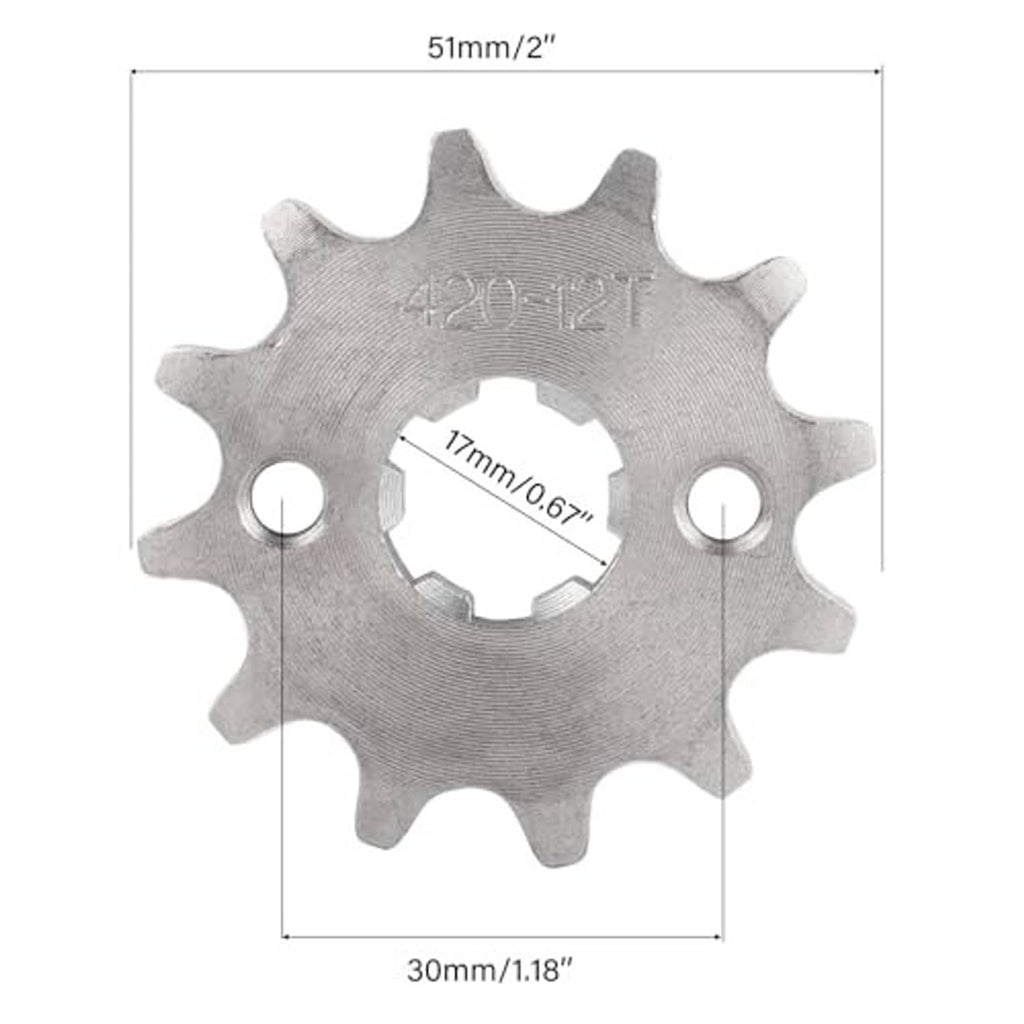 Gray front sprocket gear with 17mm bore and 12-tooth indexing