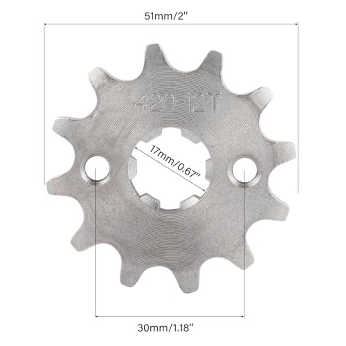 Gray front sprocket gear with 17mm bore and 12-tooth indexing