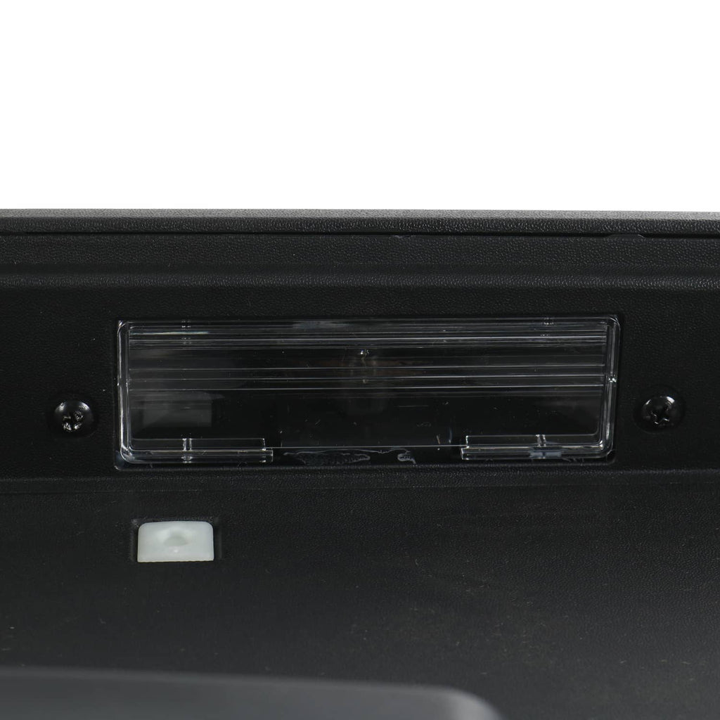 Rear tailgate license pocket with clear license window and mounting screws, black
