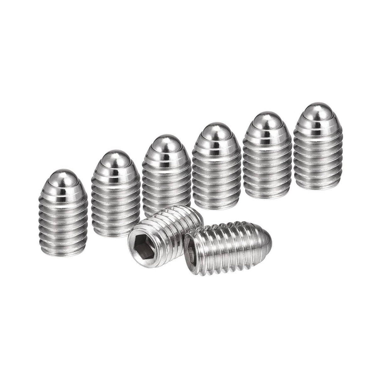 M8 x 12mm stainless steel ball point set screws, hex socket, multiple pieces