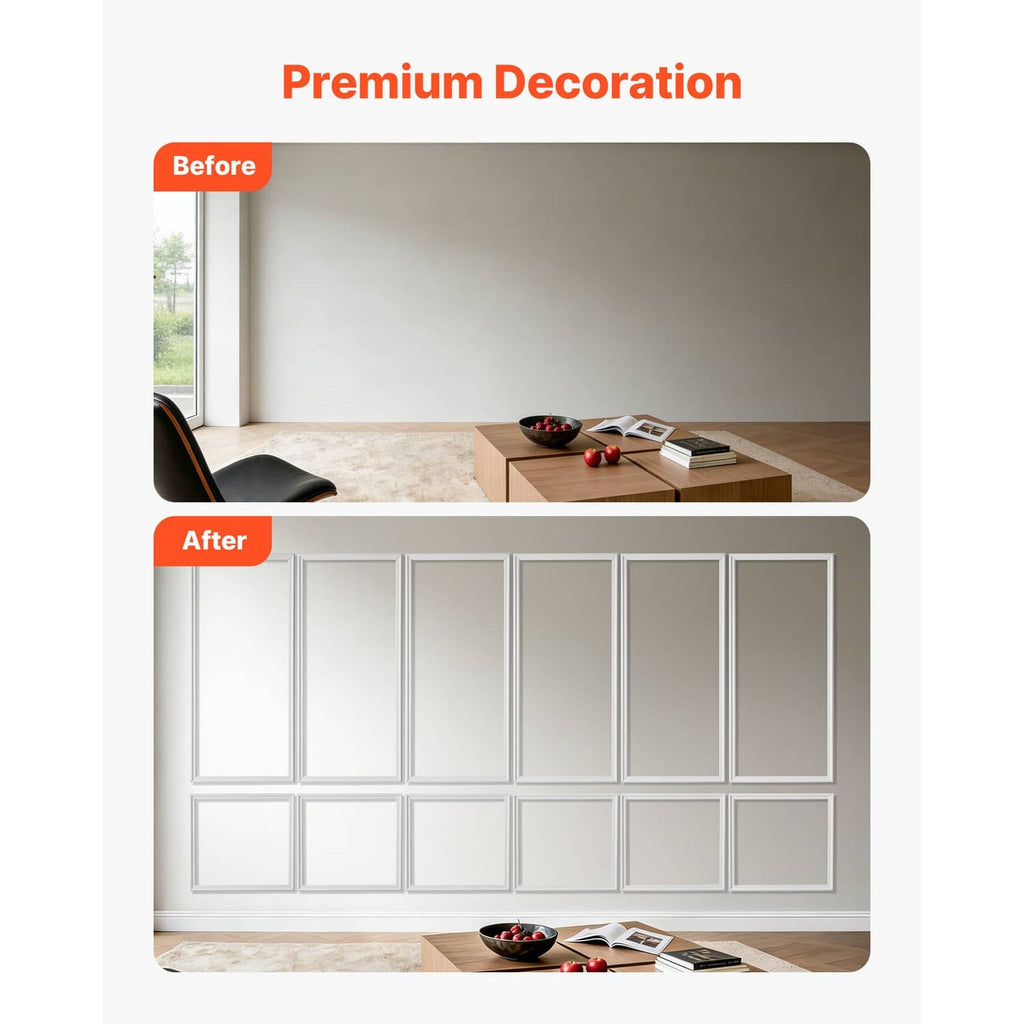 White rectangular wall molding accent trim grid for indoor wall decoration