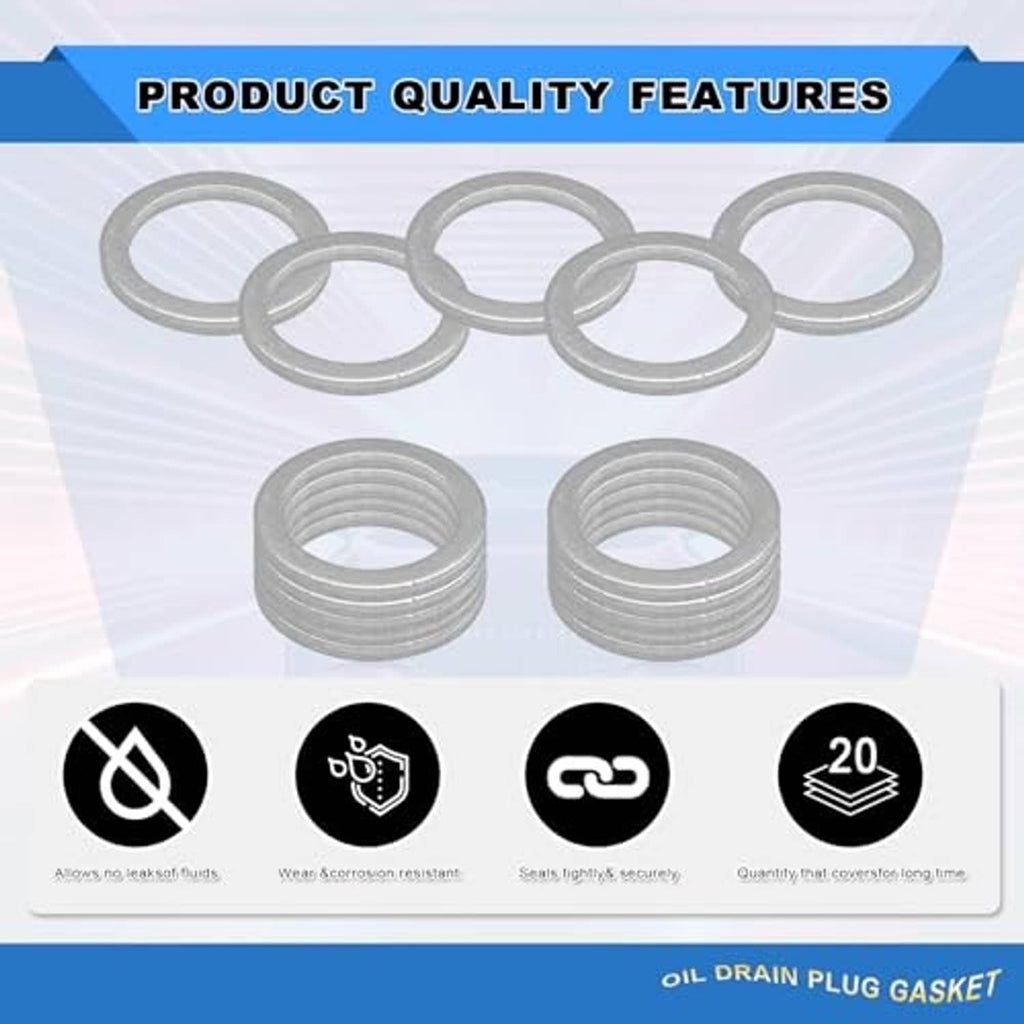 Oil drain plug gasket set with multiple circular aluminum crush washers