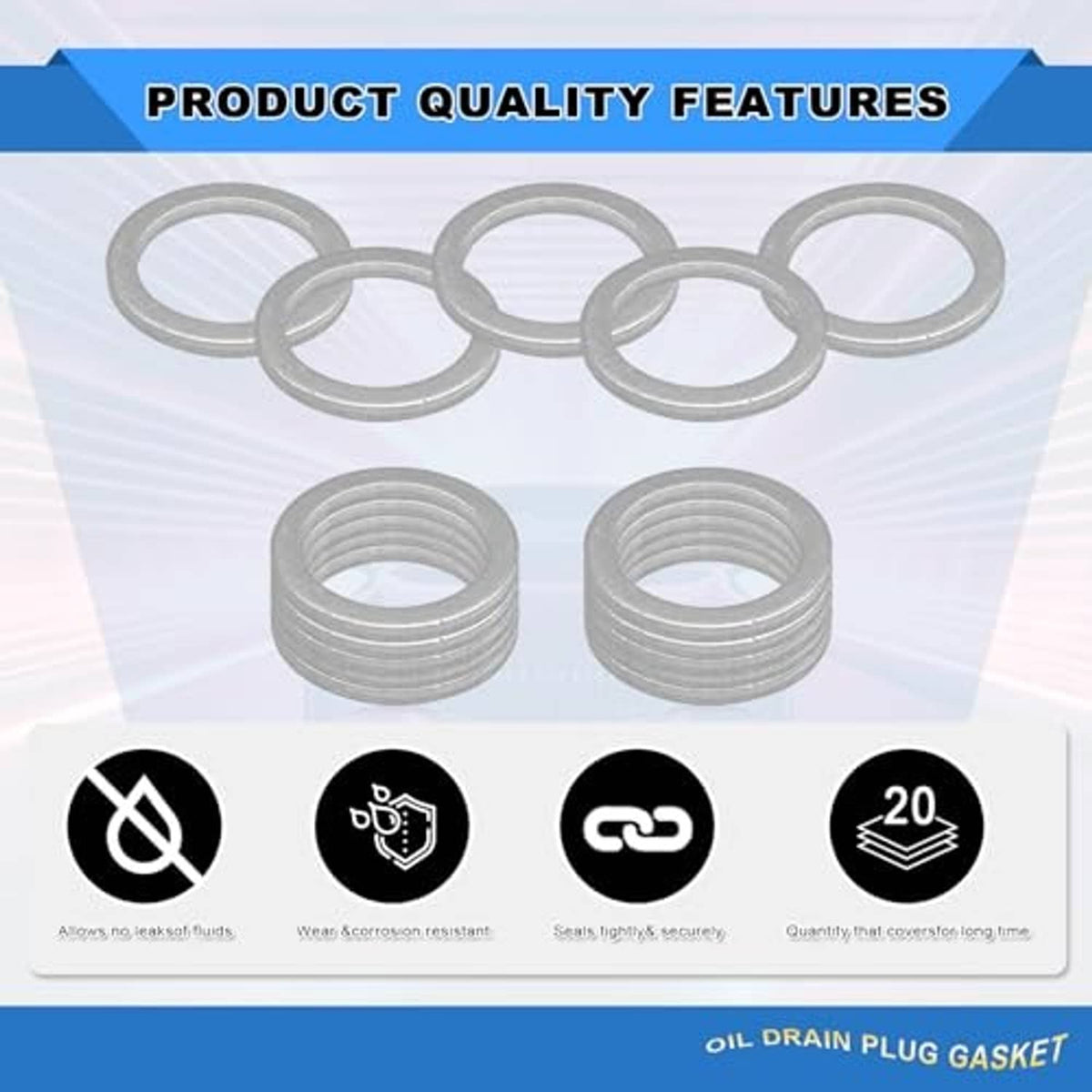 Oil drain plug gasket set with multiple circular aluminum crush washers
