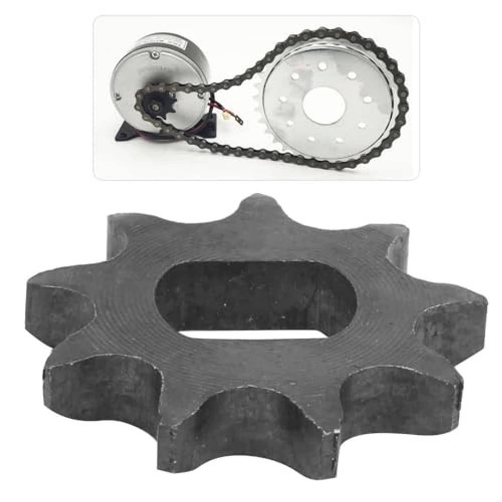Flat black 9-tooth chain sprocket with star teeth and large center cutout