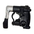 Black thumb throttle control assembly with silver mounting bracket and lever