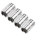 Shallow socket set with chrome finish, 6-point metric sockets, 4 pcs