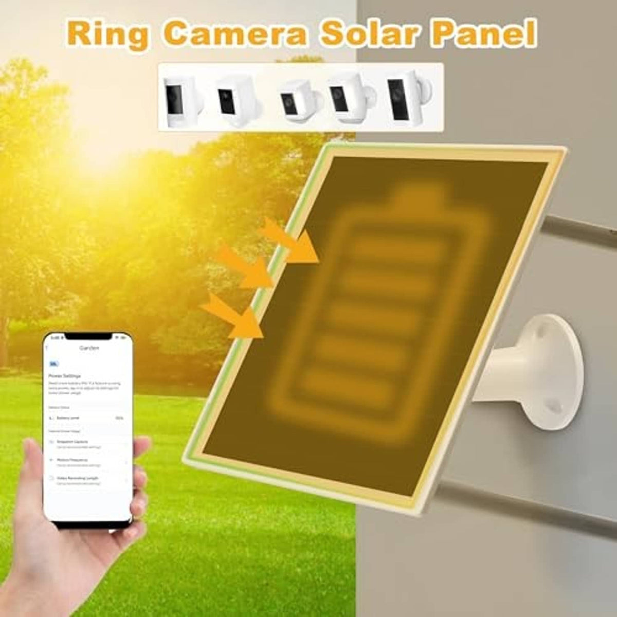 White solar panel charger mounted to a wall with cable and bracket