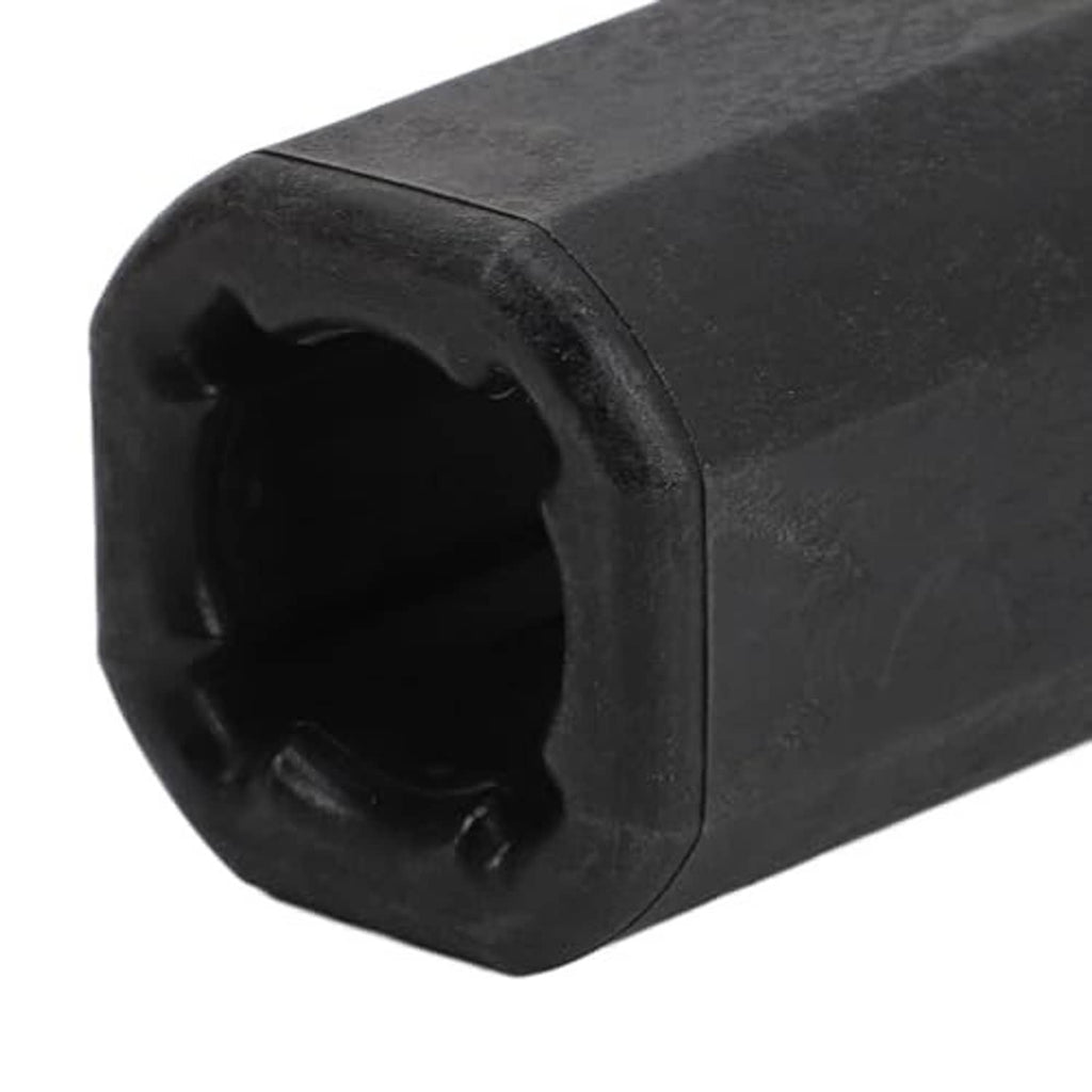 Close-up of black rubber propeller hub drive sleeve end with internal socket