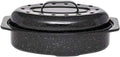 Black speckled oval roasting pan with domed lid and side handles