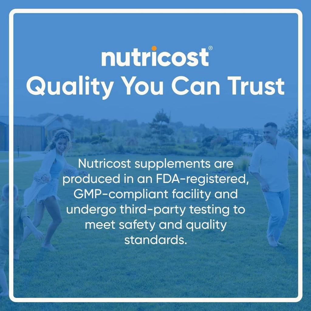 Nutricost quality you can trust banner describing FDA-registered and GMP facilities