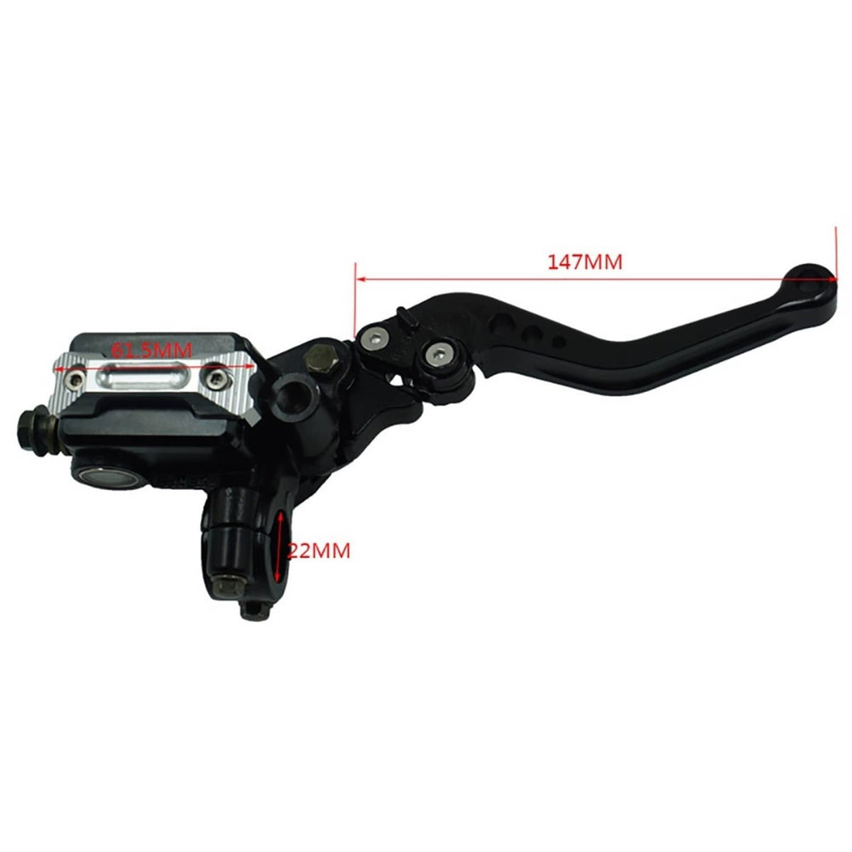 Black motorcycle brake and clutch master cylinder lever set with long lever arms