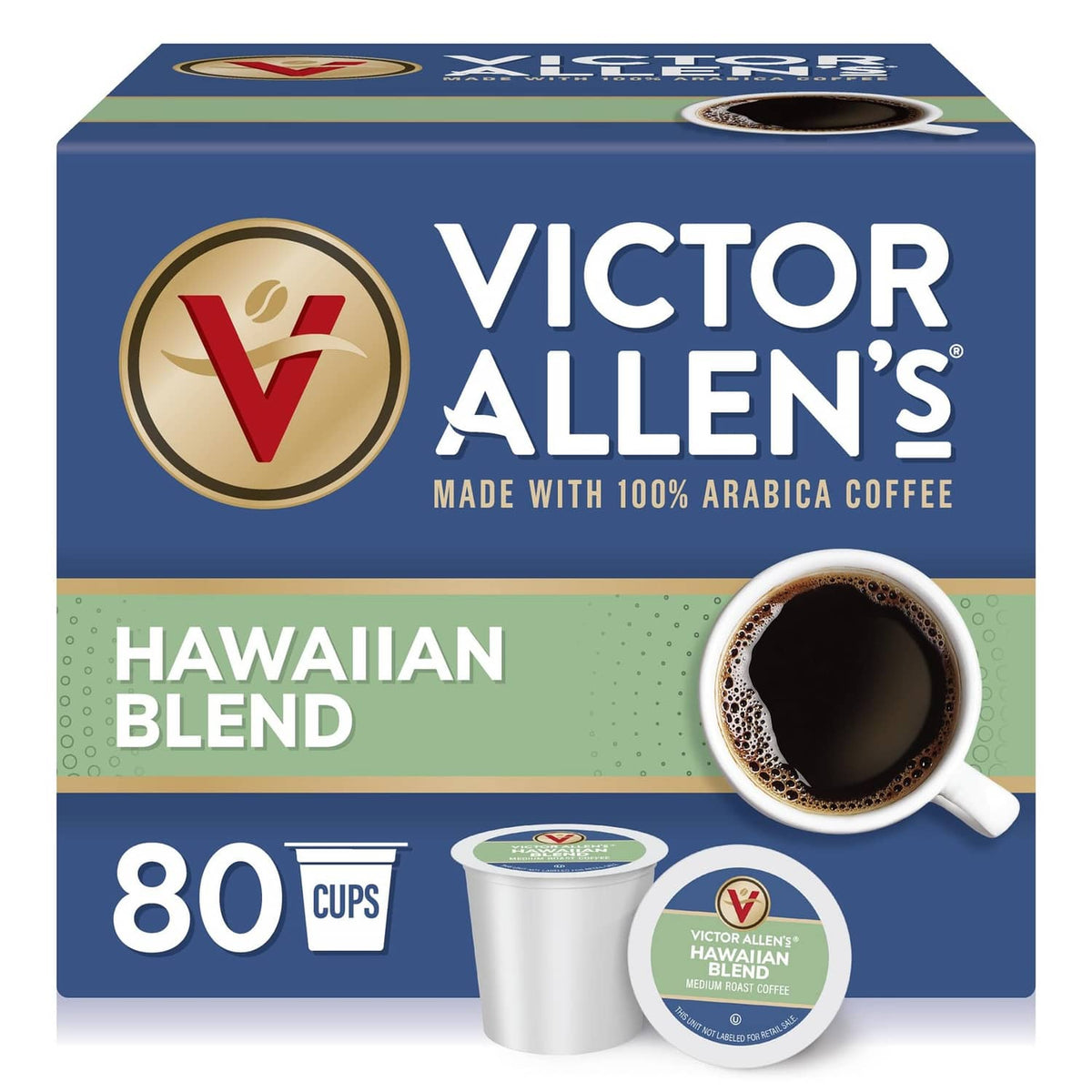 Victor Allen's Hawaiian Blend coffee cups box, 80 count, medium roast