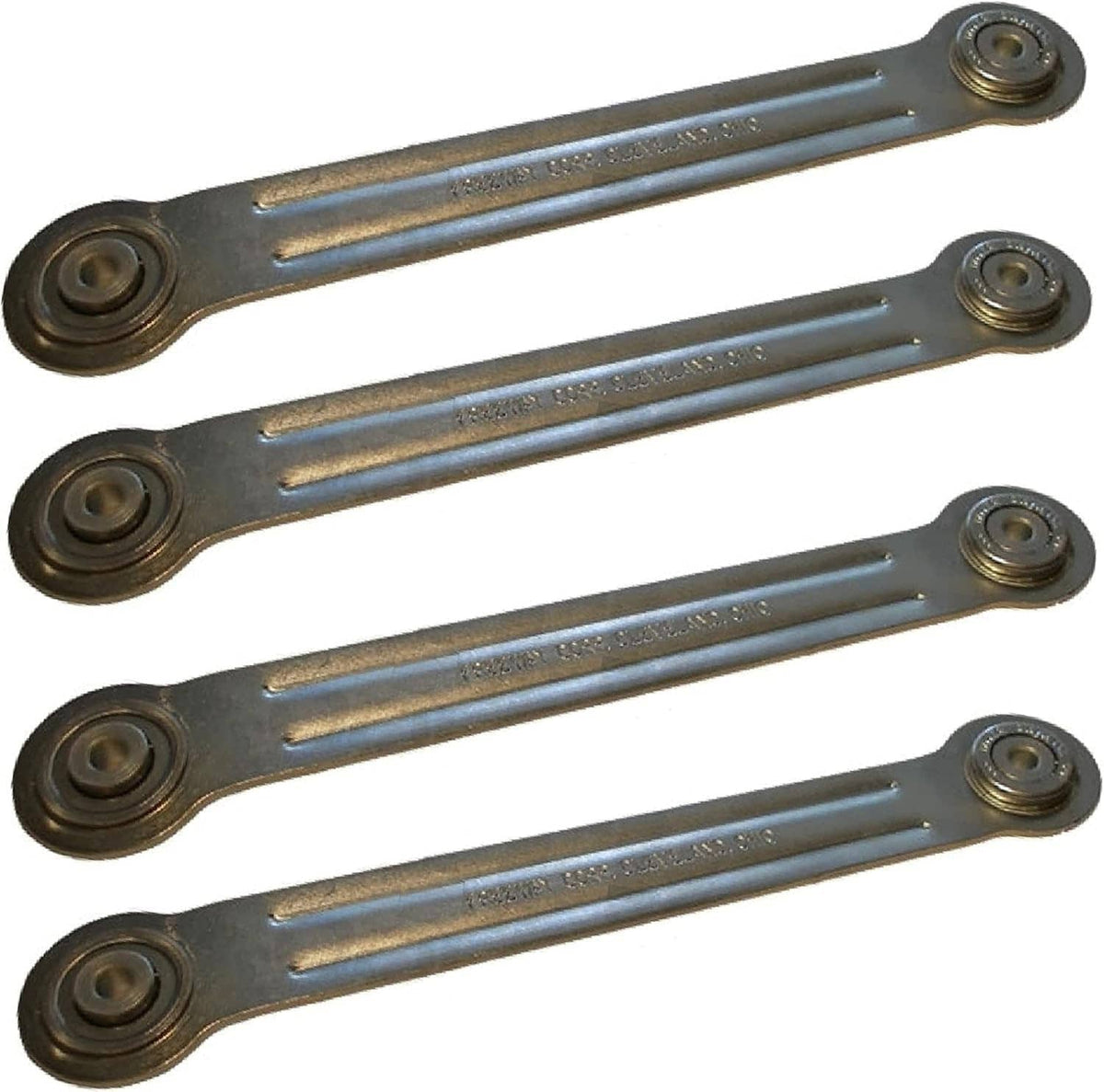 Rocker arm bearing bracket set, four gray steel arms with circular end bearing caps