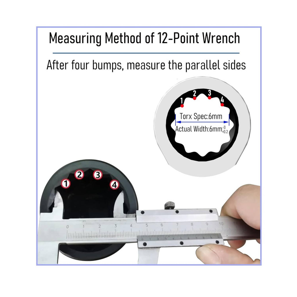 12-point wrench head shown for 6mm sizing, silver