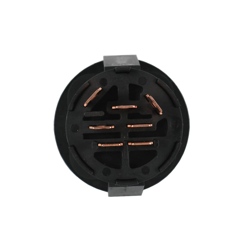 Ignition switch starter base with copper contact bars inside black circular housing