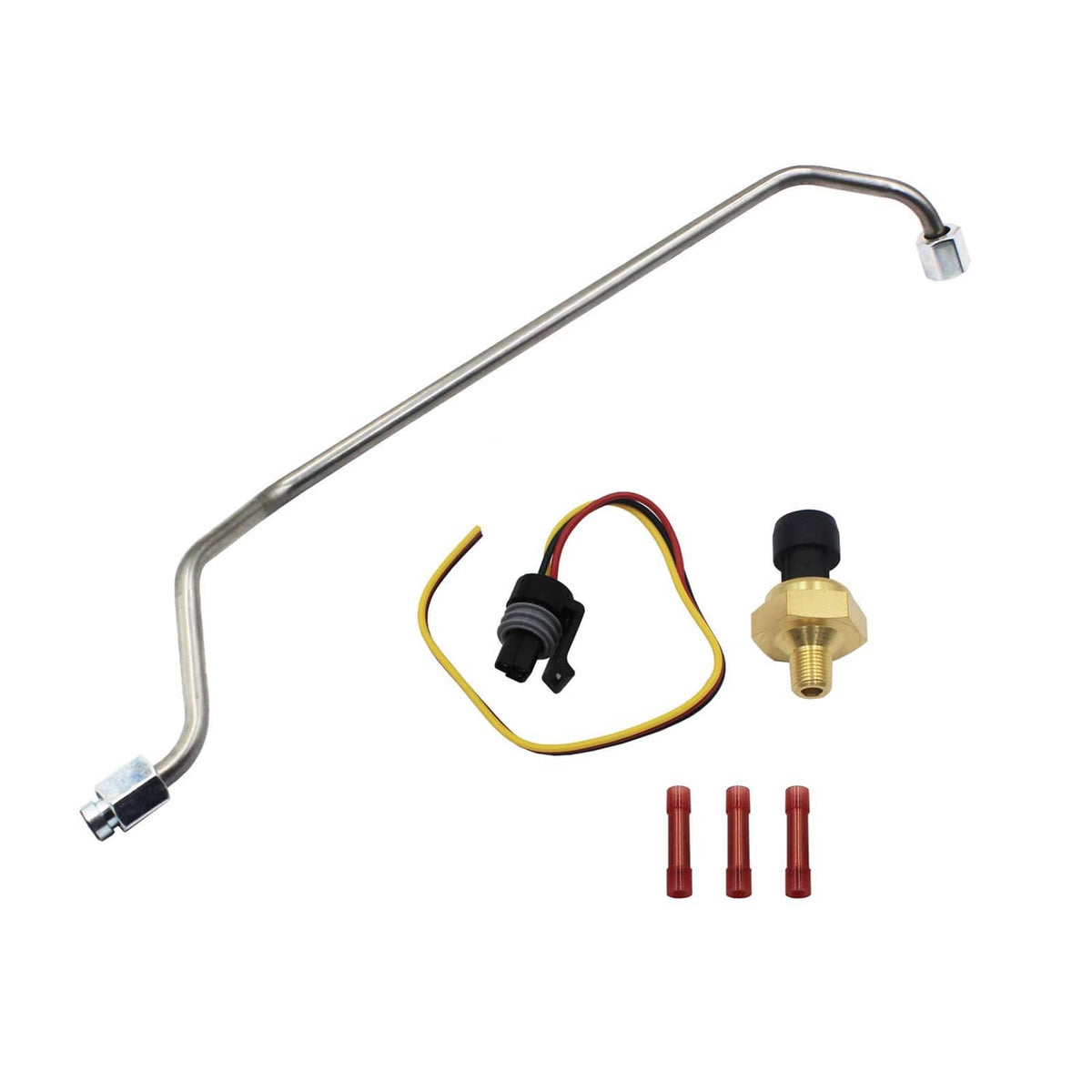Exhaust back pressure sensor replacement kit with tube, wiring harness, gold sensor and red seals