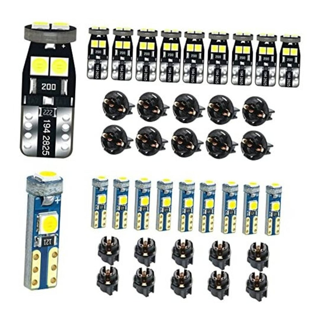 LED instrument light bulbs with socket, yellow chips, black housings, assorted set