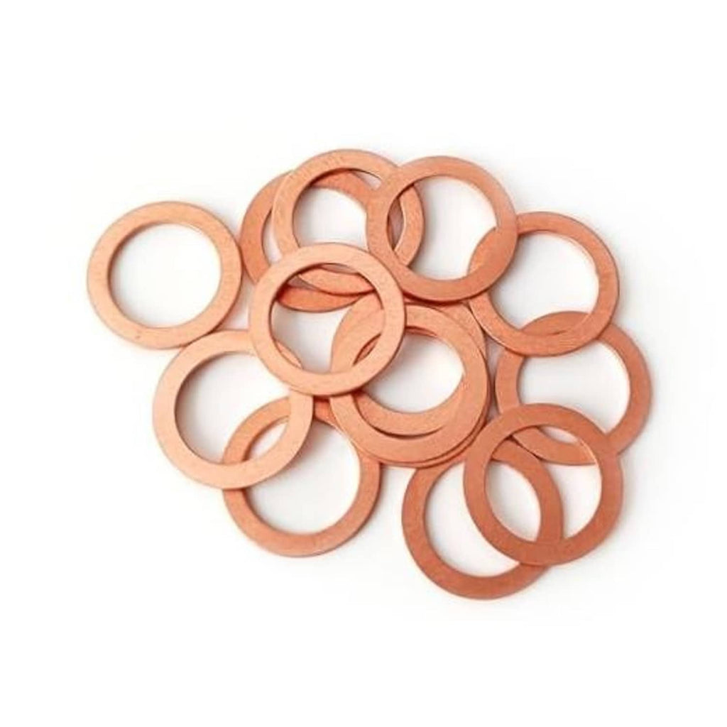 Pack of copper oil drain plug gasket washers, round with center hole