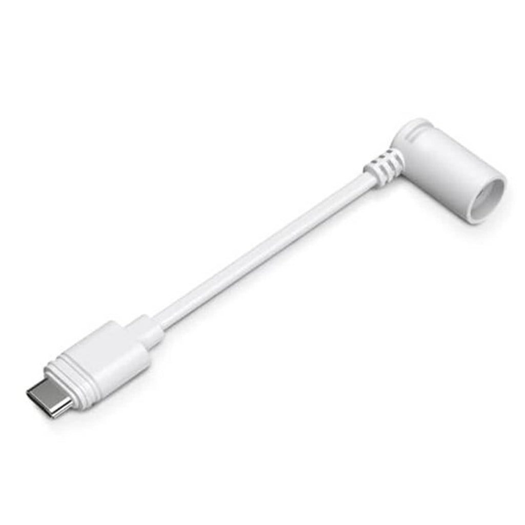 White USB-C male to DC 3.5mm ring barrel plug adapter cable