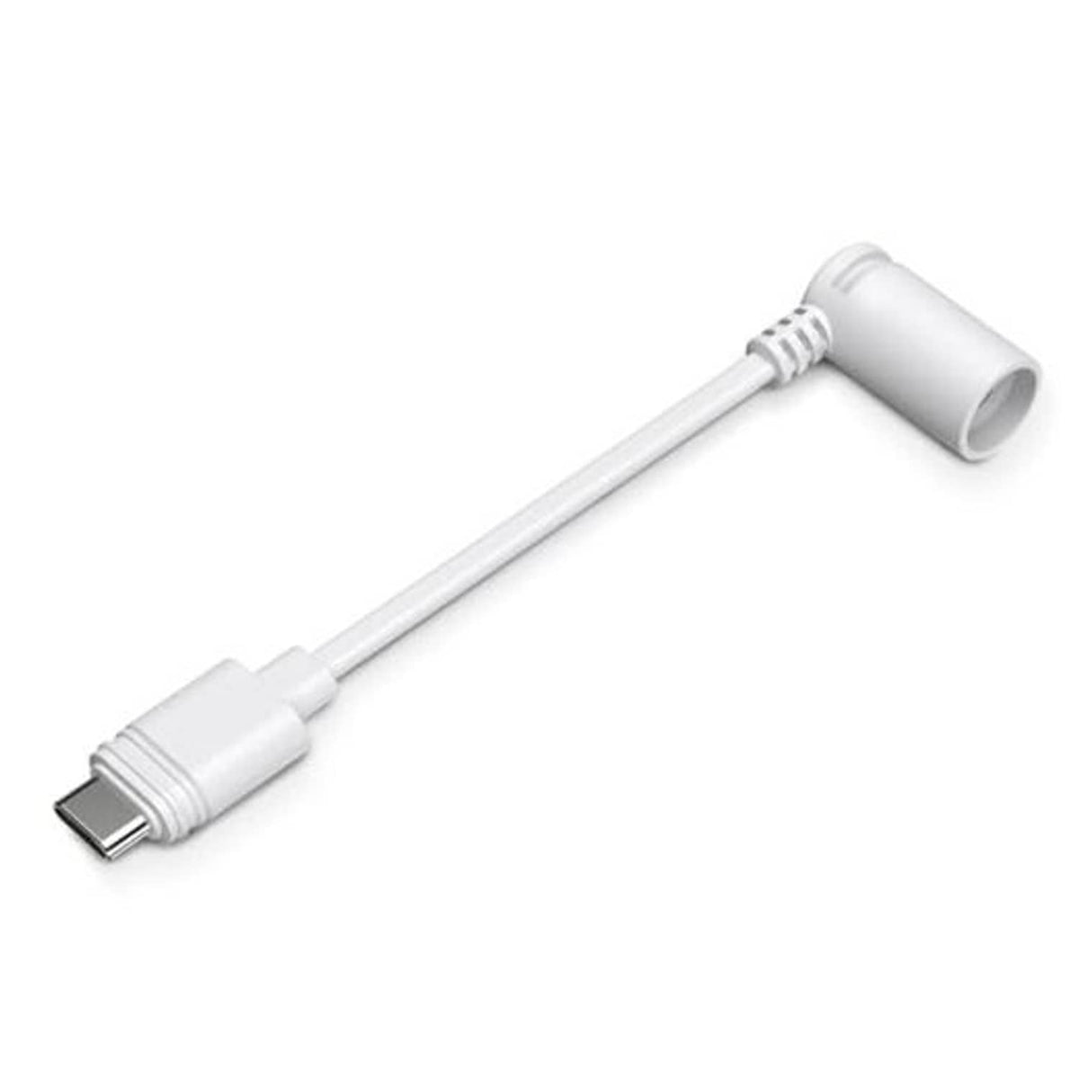 White USB-C male to DC 3.5mm ring barrel plug adapter cable
