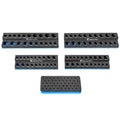 Black foam socket organizer tray with oval holes for holding socket set