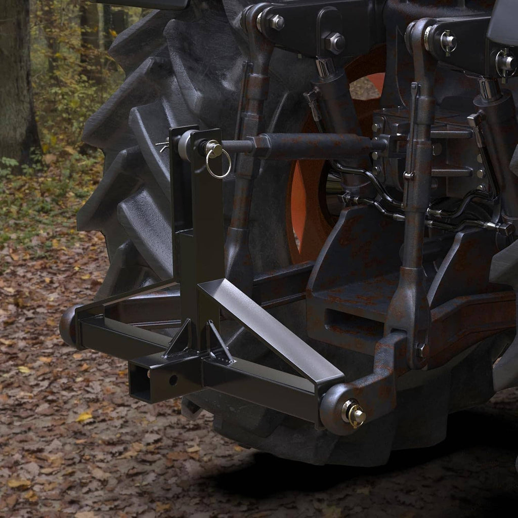 Black steel 3-point hitch receiver quick hitch draw bar with tow bar arm and mounting hardware