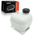 White engine coolant overflow recovery reservoir tank with black cap