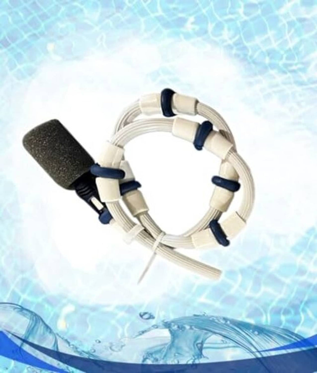 White hose loop rebuild kit with black foam filter and blue straps, end fittings