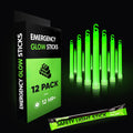Emergency glow sticks 12-pack with green glowing sticks and black green box
