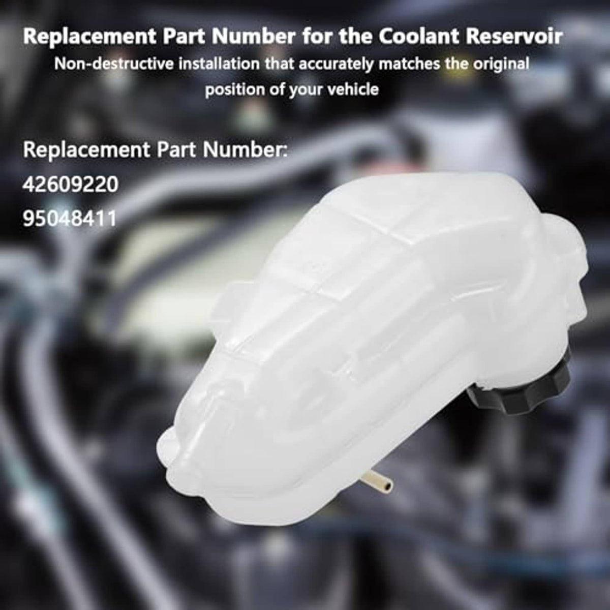 White coolant reservoir tank with cap