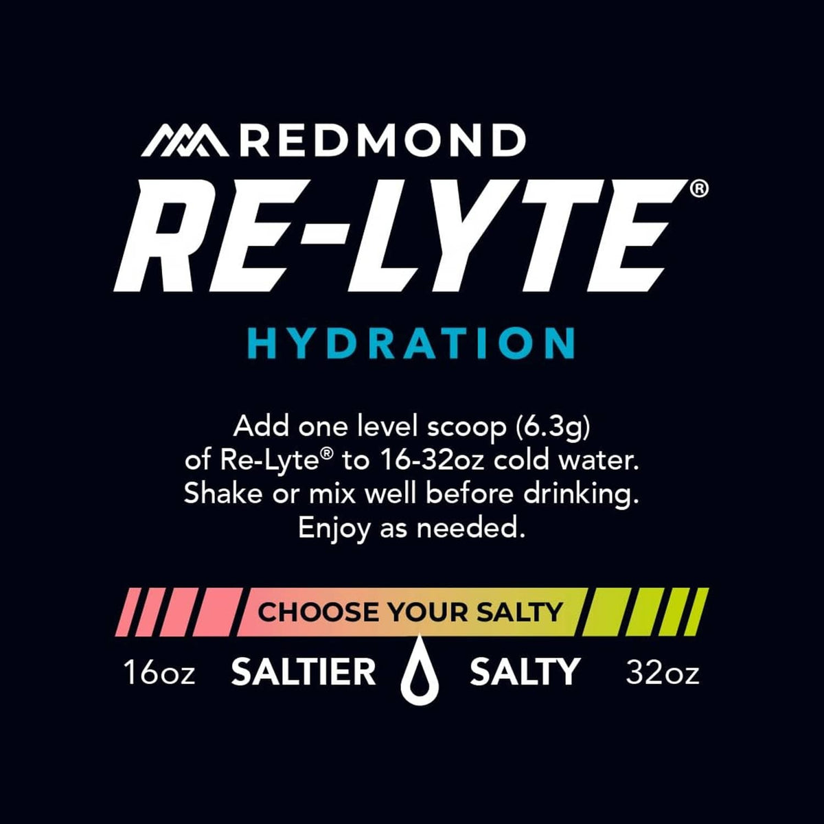 Redmond RE-LYTE hydration Watermelon Lime directions and serving size graphic