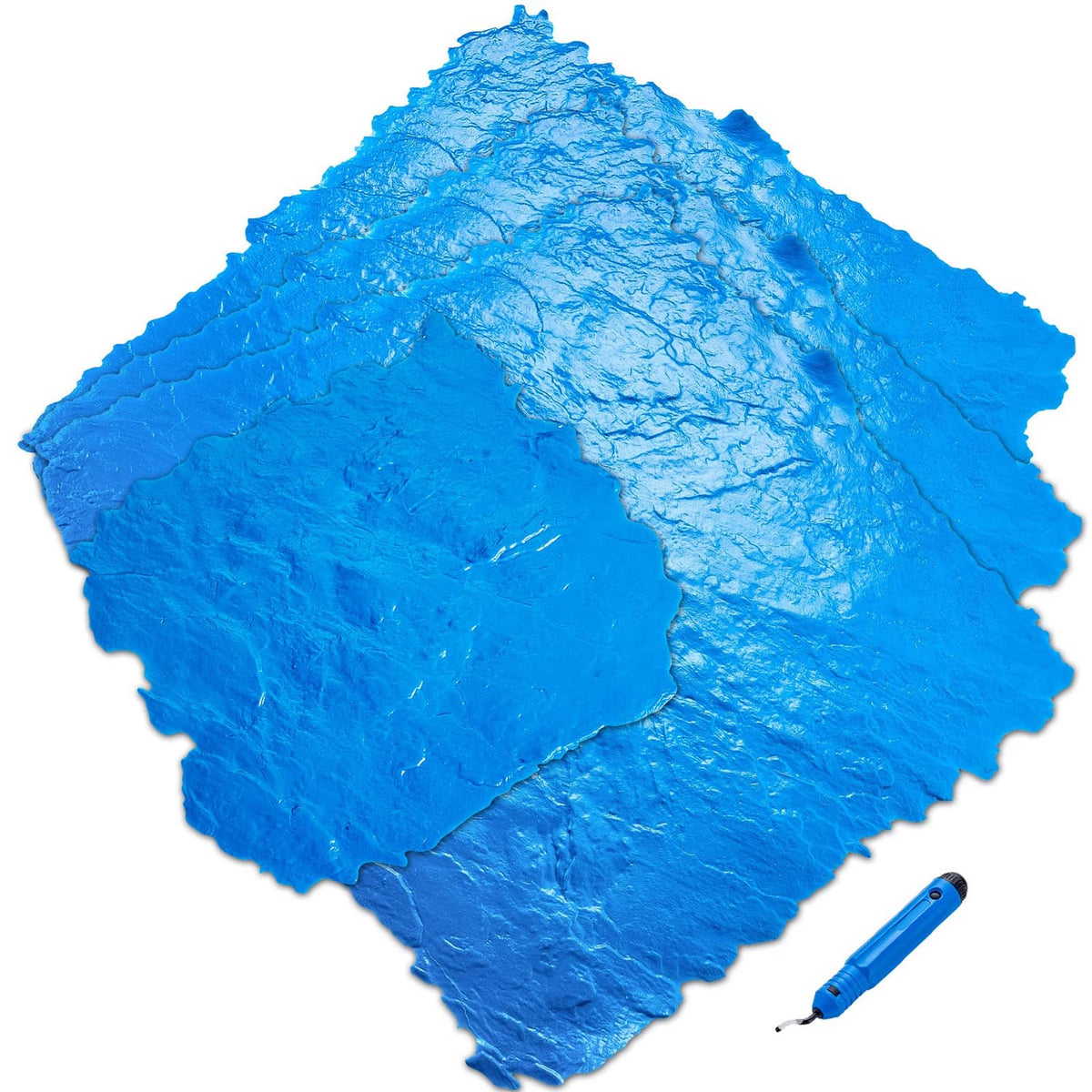 Blue slate-texture concrete stamping mat, polyurethane mold for imprinting surfaces