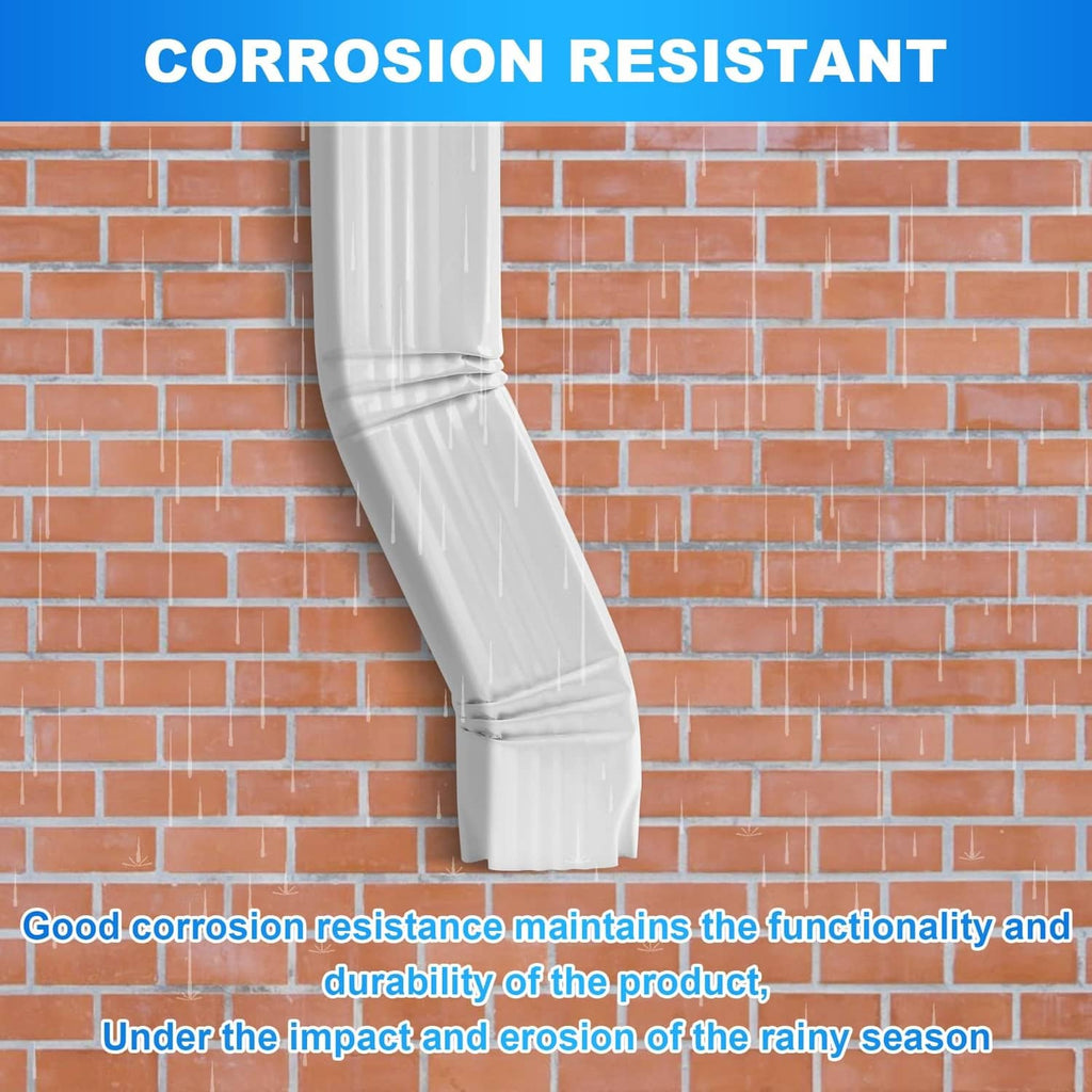 White downspout S-elbow with ribbed finish and offset bend joint