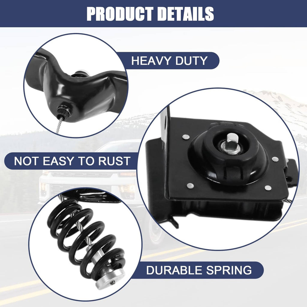 Black heavy-duty spare tire hoist with coil spring and mounting plate