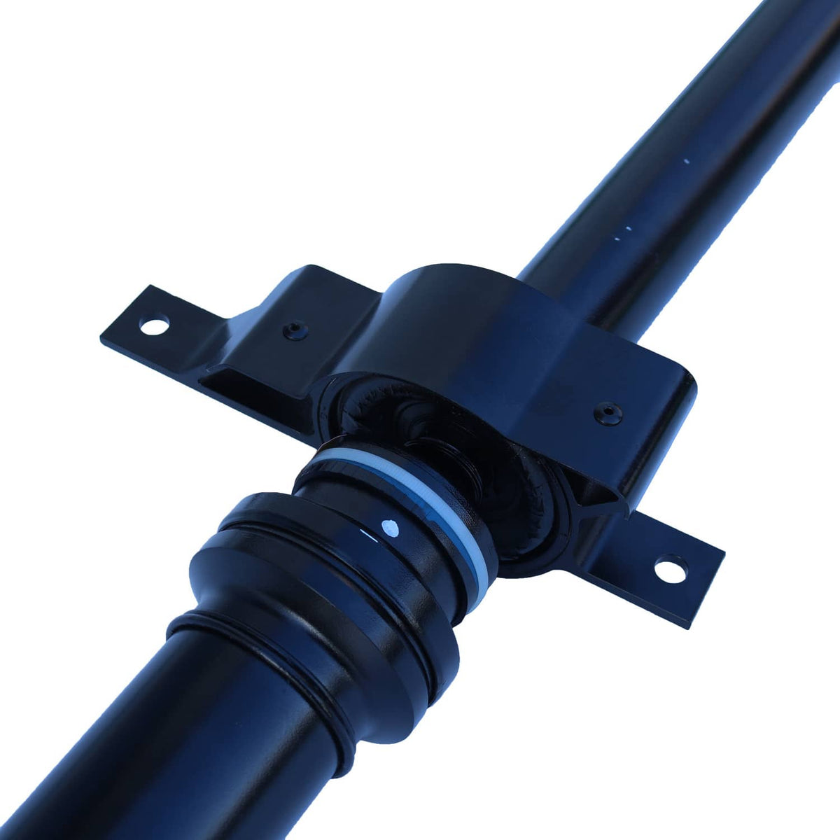 Rear prop shaft assembly with blue driveshaft and front U-bracket mounts
