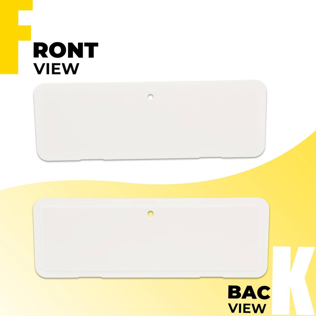 White boat locker door cover lid panel with center mounting hole, front and back views