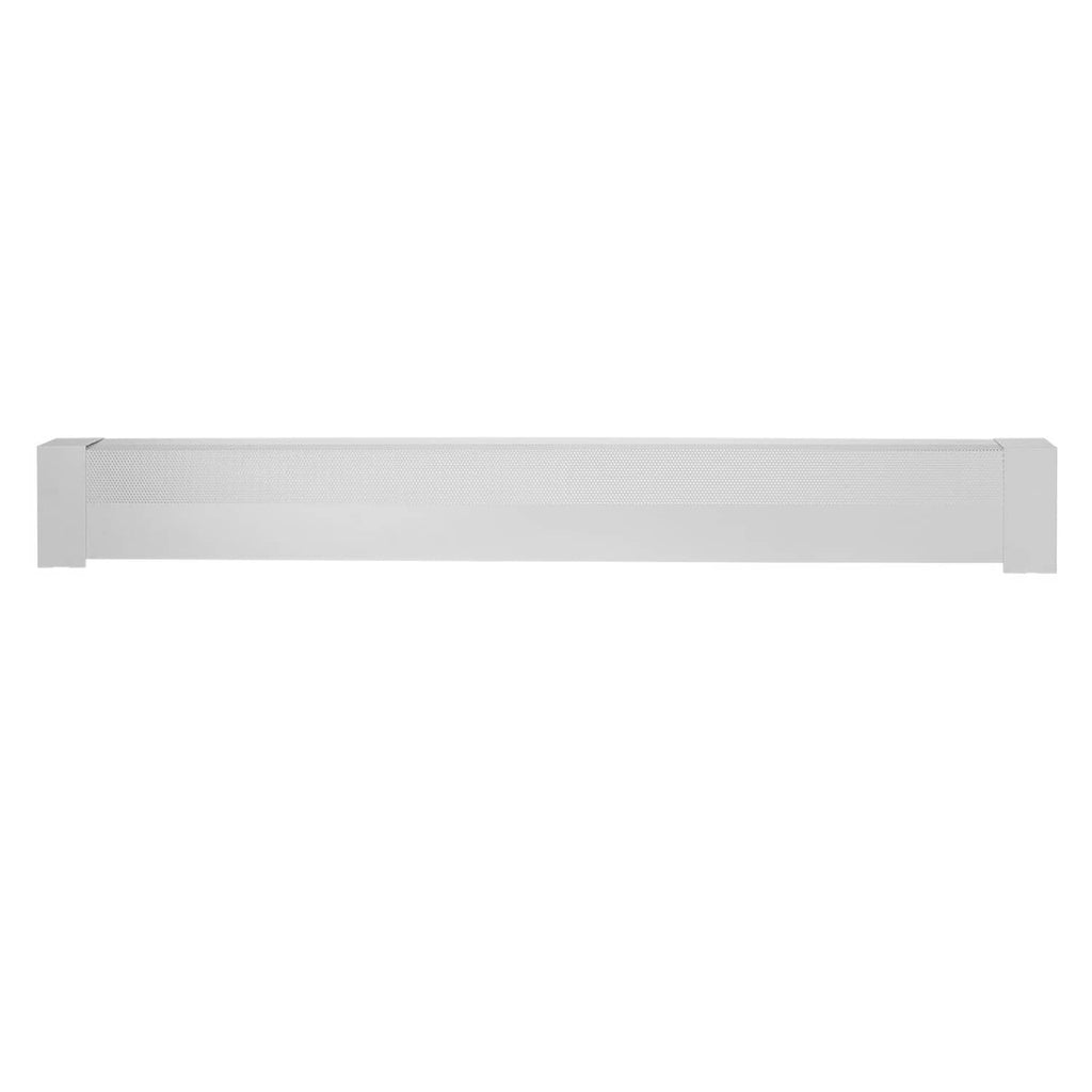 White 5 ft baseboard heater cover with vented front grille and end caps