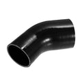 Black 45-degree silicone hose elbow reducer with smooth molded bends