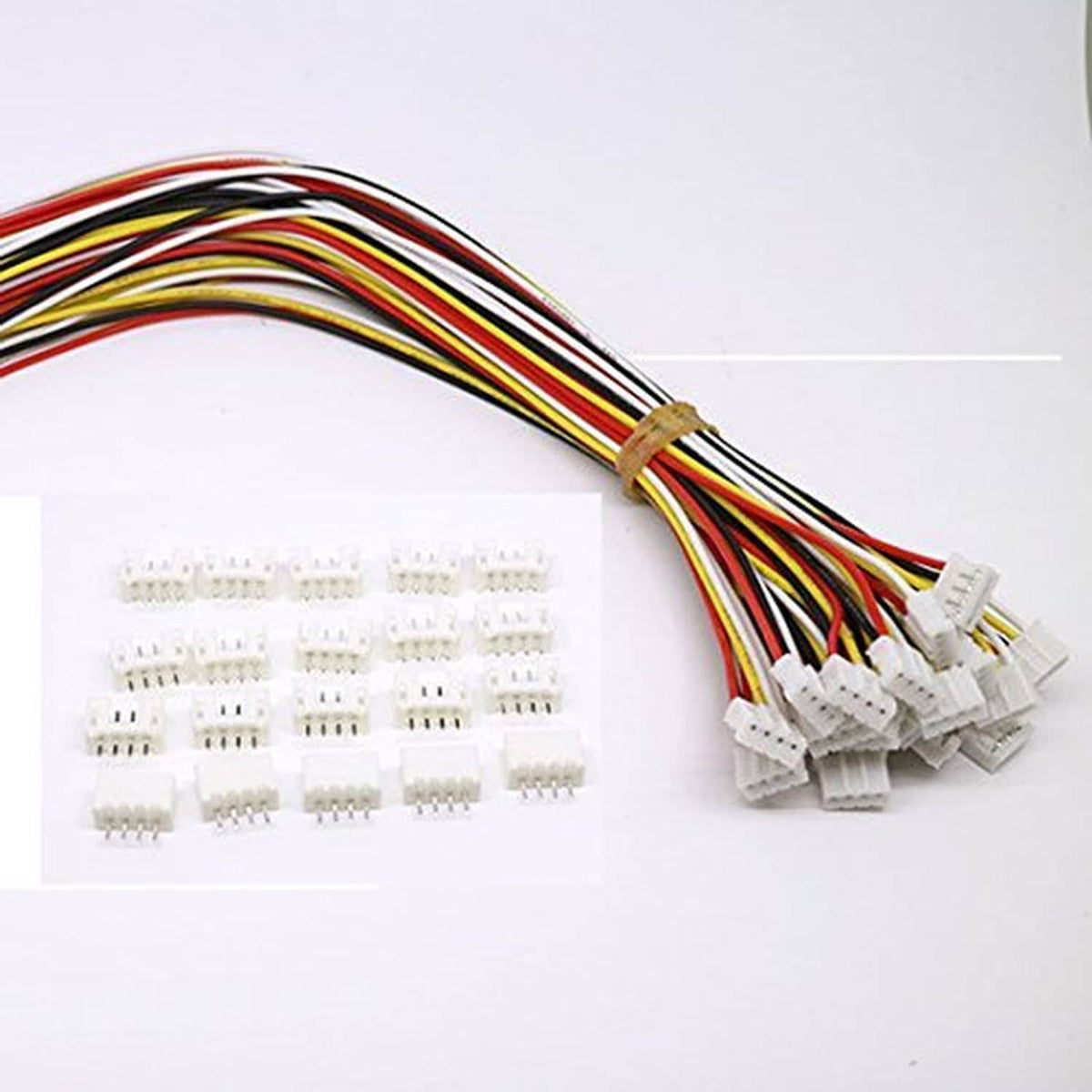 4-pin JST 2.0 connector plugs with 150mm cable leads and white housing terminals