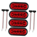 Set of four oval red LED trailer stop/turn/tail lights with mounting brackets