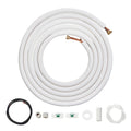 Insulated mini split line set with white tubing and copper fittings