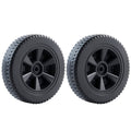 Pair of black 7-inch rubber wheels with star-spoke hub, replacement parts