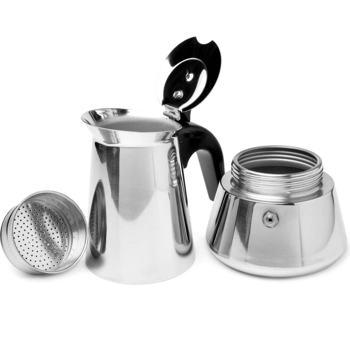 Stainless steel moka pot funnels and replacement gasket rings set