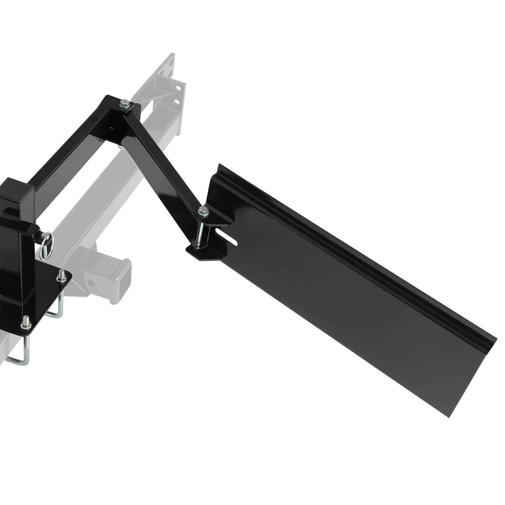 Black bumper-mounted swing arm with support frame and side mounting bracket