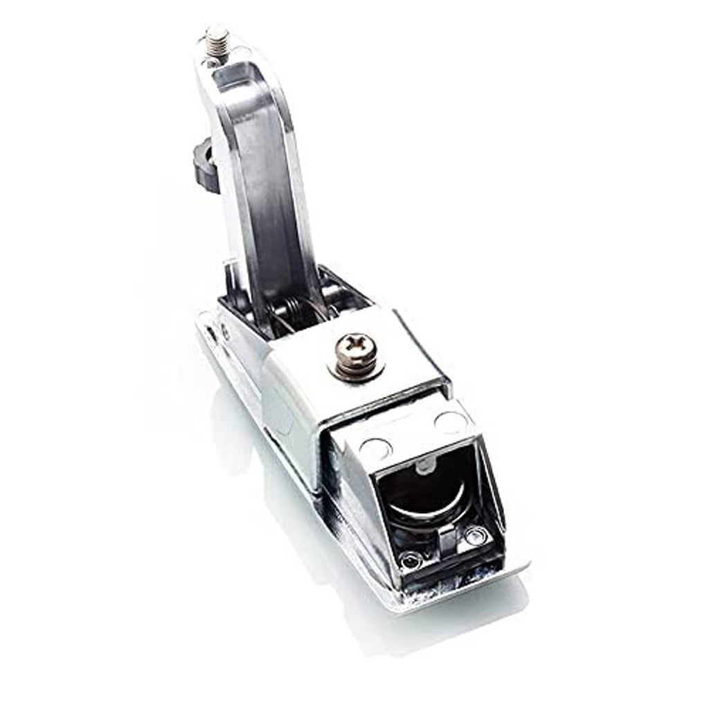Silver latch lock mechanism with exposed spring and mounting base plate