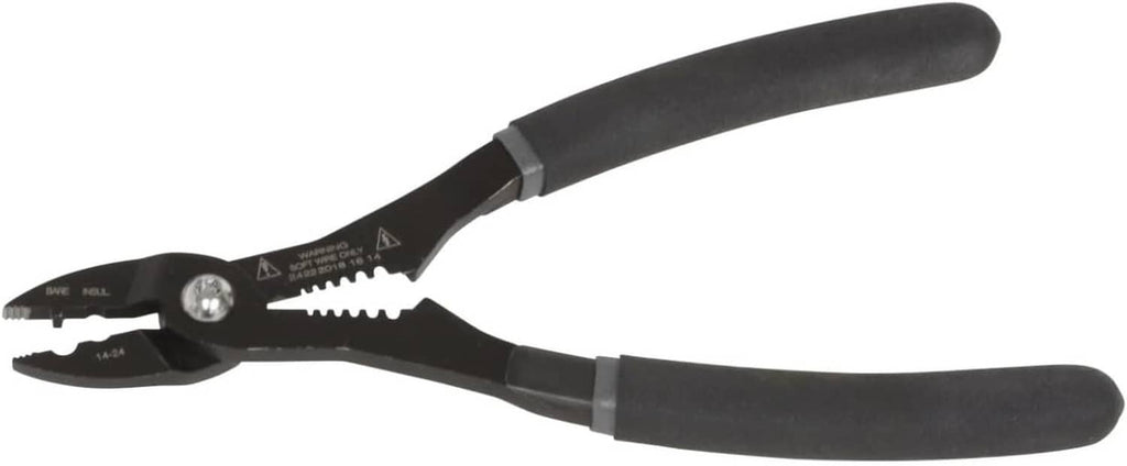 Black compact multi-function wire stripper pliers for 14–24 AWG wires