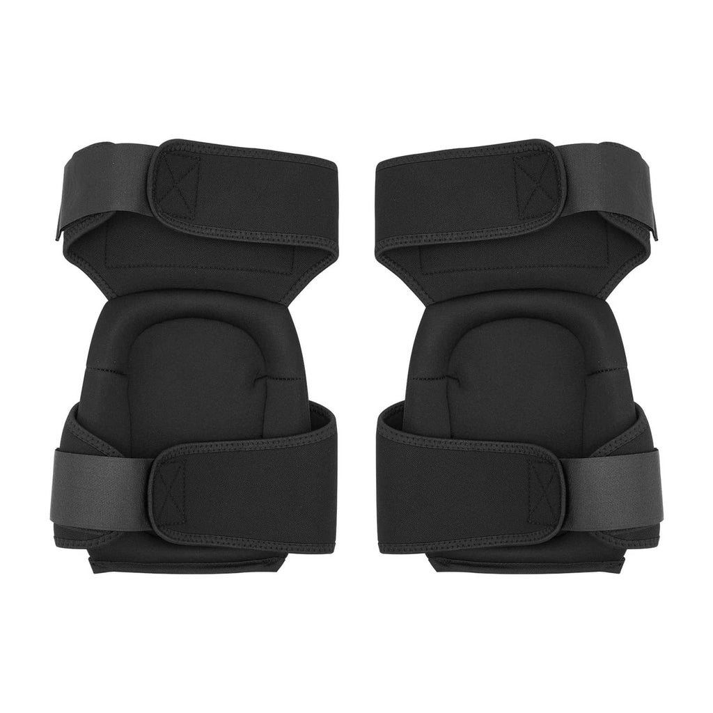 Black padded knee pads with two adjustable wrap straps