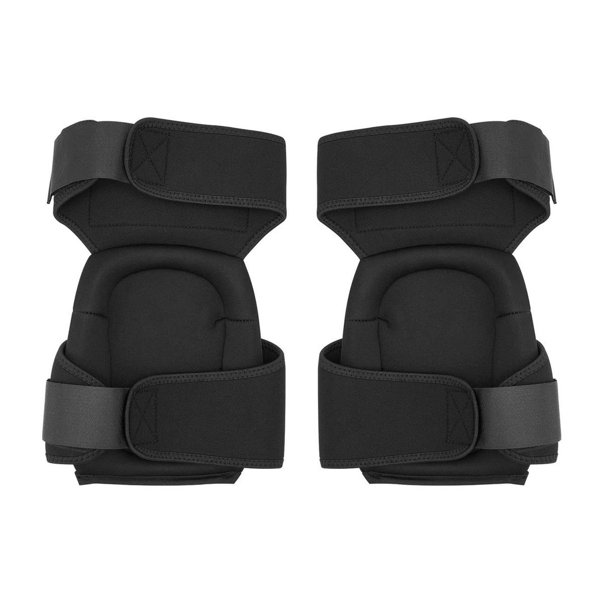 Black padded knee pads with two adjustable wrap straps
