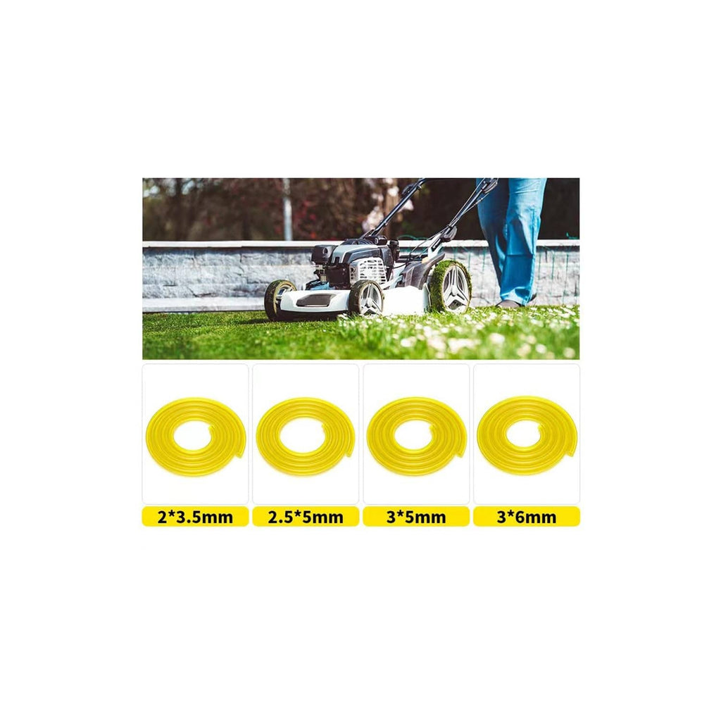 Yellow gas fuel line hose tubing set with four coils and assorted sizes
