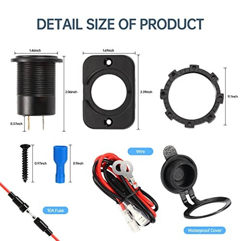 Car charger mounting and wiring parts set: black bracket, screws, fuse, cables